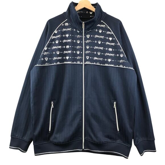 Ecko Unltd. Other - Y2K Ecko Unlimited‎ Full Zip Blue/Silver Track Jacket Pinstripe XL